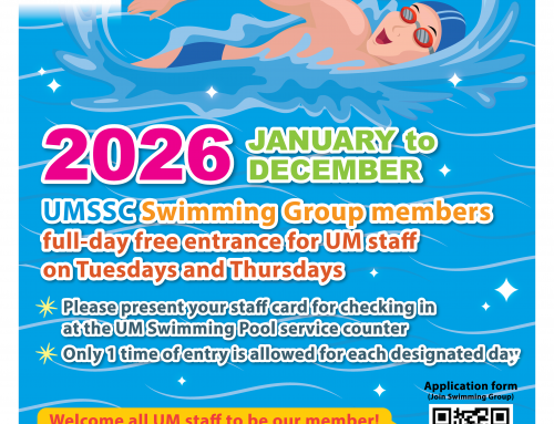 Free use of UM Swimming Pool for UMSSC Swimming Group members on Tuesdays and Thursdays from January to December 2026
